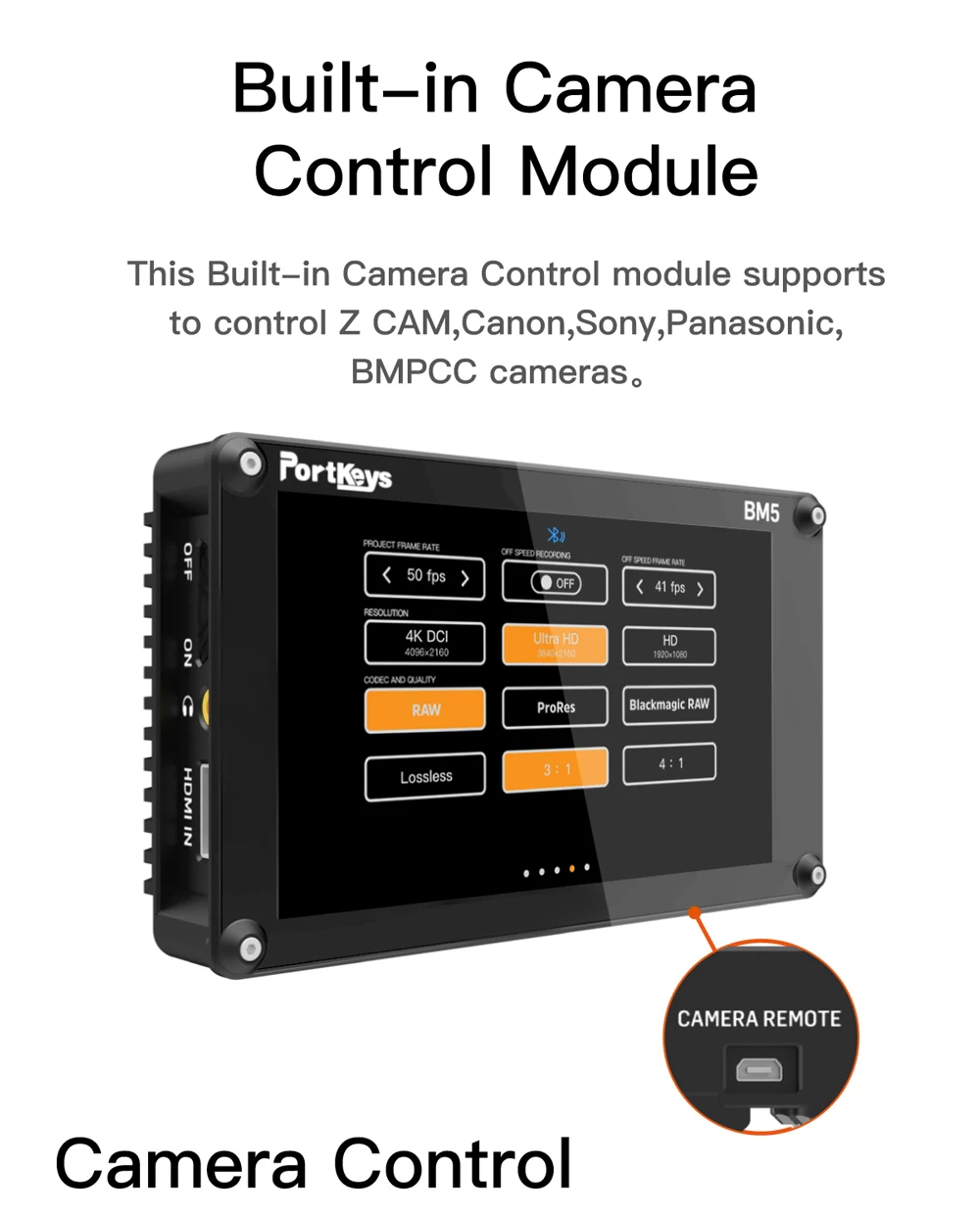 Portkeys BM5 3G-SDI/HDMI вход 2200nit сенсорный экран 3D-LUT алюминиевый корпус на камеру DSLR монитор с кабелем управления