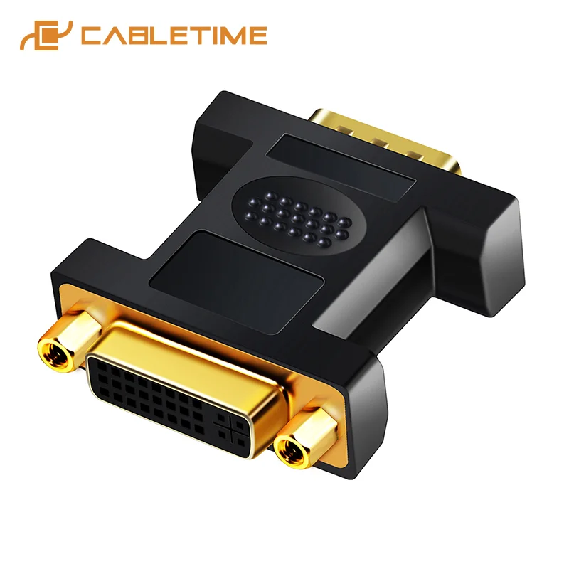 

CABLETIME VGA Male to DVI 24+5 Pin Female Converter DVI to VGA Adapter 1080 Gold plated DVI Convertor forComputer PC Laptop C11