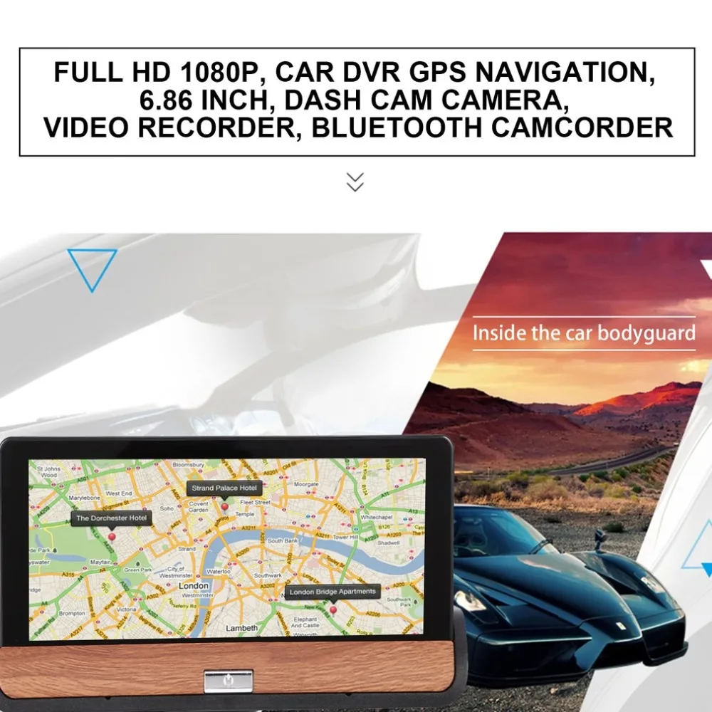 Full HD 1080P Автомобильный видеорегистратор gps навигация 6,86 дюймов видеорегистратор 120 градусов видео рекордер Bluetooth видеокамера для Android