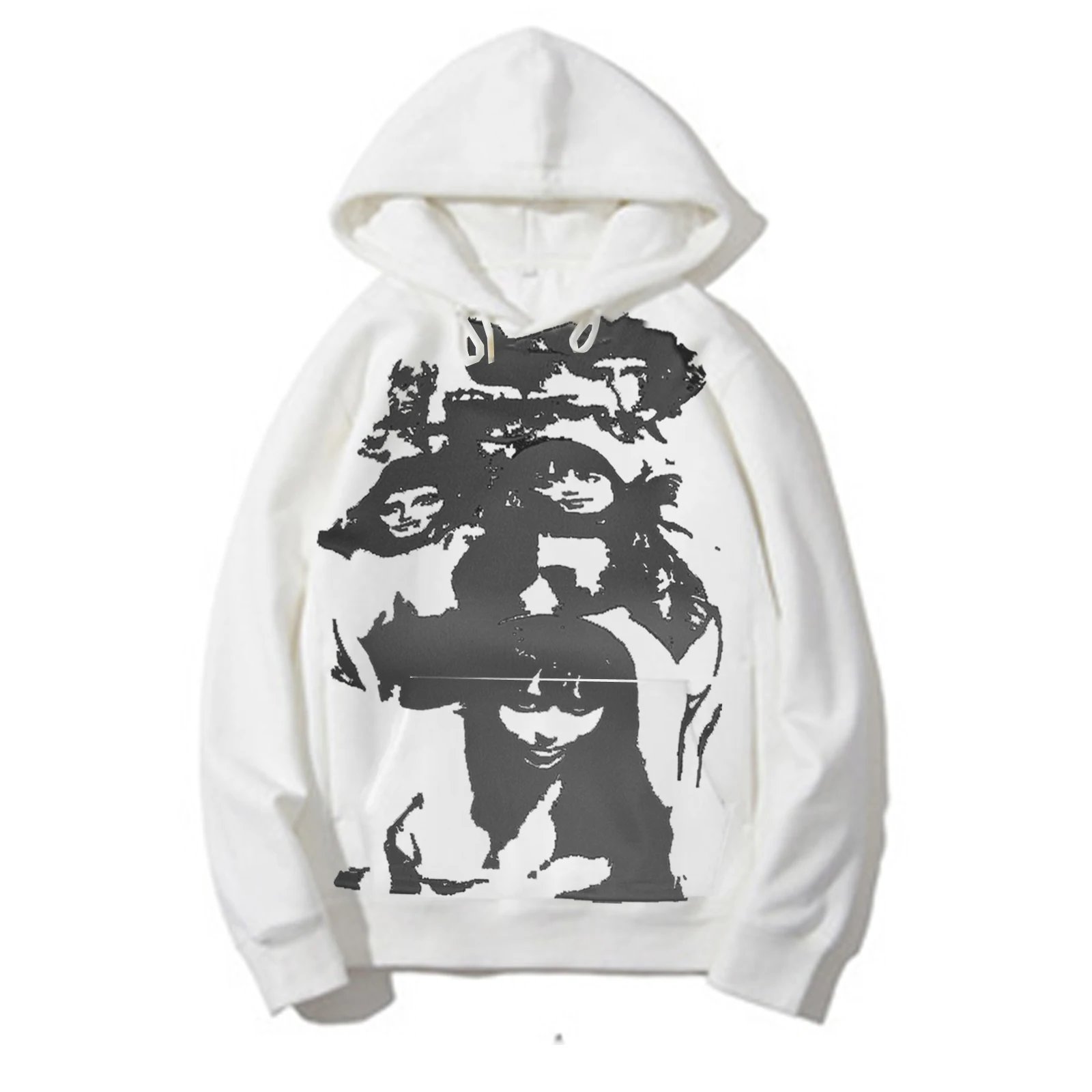 wsevypo Gothic Portrait Printed Oversized Hoodies Autumn Streetwear Women Long Sleeve Pullover Tops Harajuku Grunge Clothes sweatshirts for women Hoodies & Sweatshirts