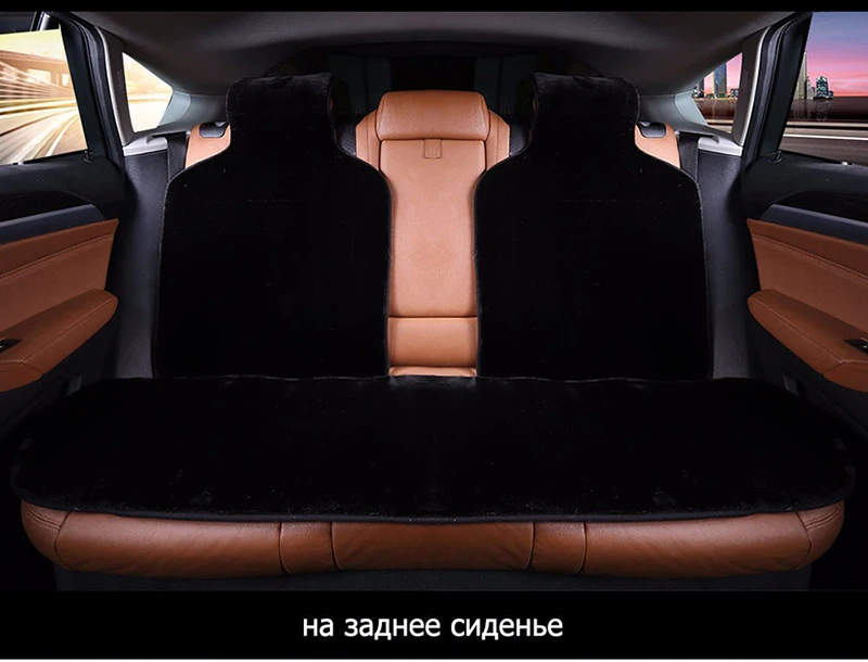 car seat covers set  black faux fur cute car  interior accessories cushion styling winter new plush car  pad seat covers for car