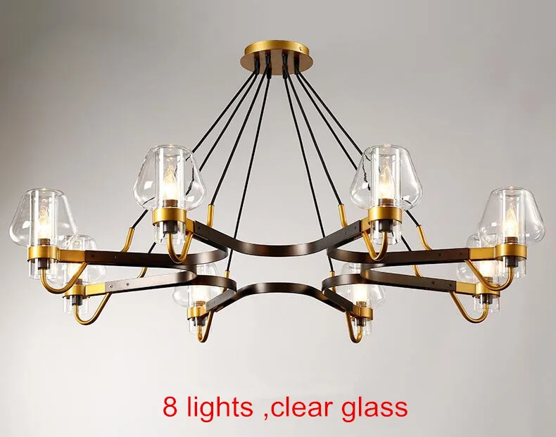 8lights clear glass Современный Стеклянный Абажур Led люстра светильник ing Американский 8 светильник s подвесной светильник для гостиной потолочные светильники - Цвет абажура: 8lights clear glass