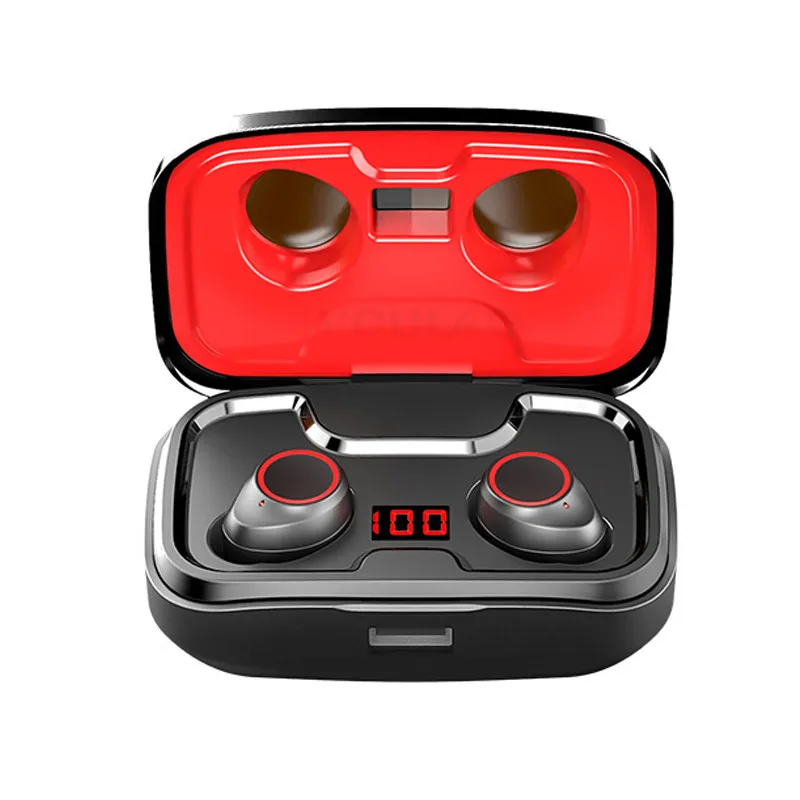 Bluetooth 5.0 Earphones IPX7 Waterproof Wireless Bluetooth Headphones Touch Control Sport Stereo Earbuds Headset With microphone - Цвет: Red