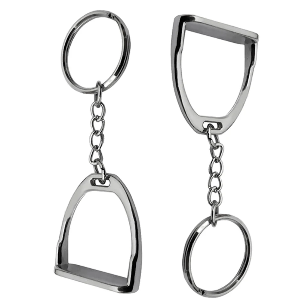 1/2pcs English Stirrup Keyring Key Chain Hanging Ornament Horse Equestrian Style Gift Silver Color key ring,calendar key chain
