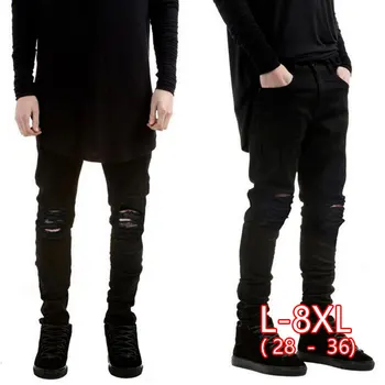 

New Hip Hop Black Ripped Jeans Men With Holes Denim Skinny Jeans Men Slim Fit Jean Pants Streetwear Biker Jeans