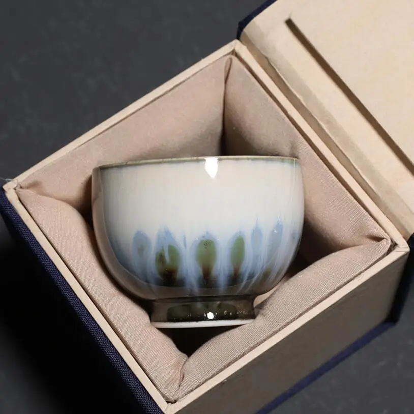 

PINNY Blue Flame Master Tea Cup Pigmented Kung Fu Teacups Ceramic Traditional Chinese Tea Bowl Drinkware