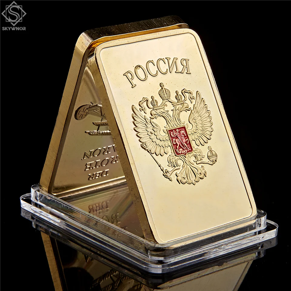 5PCS Soviet Union USSR National Emblem Clad in Gold 1OZ Bar Ukraine Commemorative Replica Gold Bar Collecton