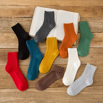 

2019 Women Socks Cotton Fashion Candy Color Casual Korean Style Women Cute Socks Set 1 Pairs Autumn Winter Girls Socks Cotton