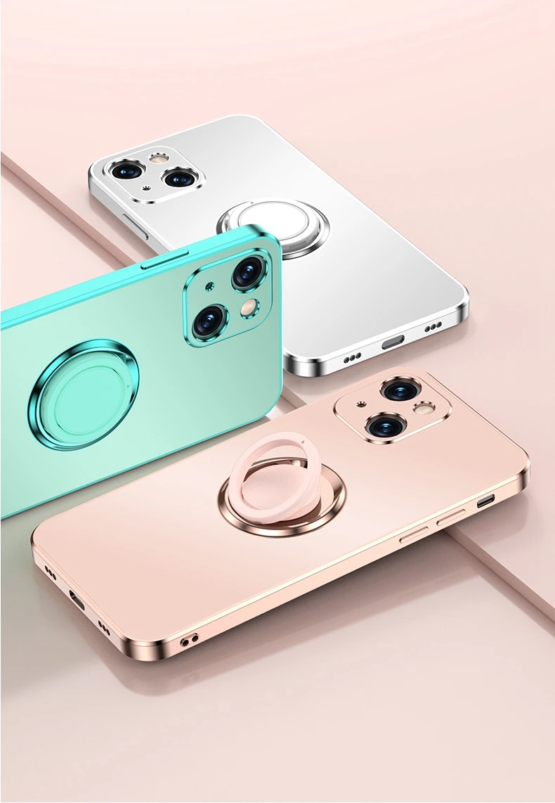 cover for iphone 13 For iPhone 13 Rings Case for iPhone 11 Pro Max 12 Mini X Xs Xr 8 7 Plus SE 2020 Plating Stand Holder Slim Matte Silicone Cover apple 13 case