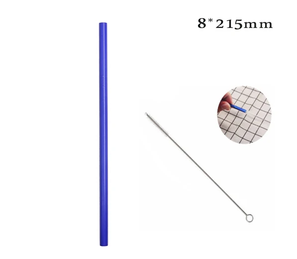 Reusable Stainless Steel Straw Induction Temperature Color Change drinking Straw with cleaner brush - Цвет: 8mm with brush