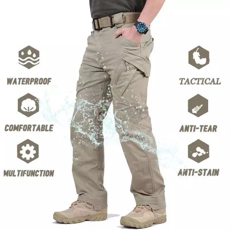 Multi-pocket Casual Tactical Pants Outdoor Training Camping Solid Color Overalls Waterproof Special Police Combat Army Pants 1