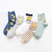 Стиль Симпсон носки аниме мультфильм Симпсоны в японском стиле колледж Стиль Пары чистого хлопка трубки носки