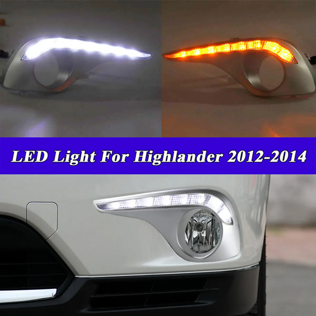 

Car Led Drl For Toyota Highlander 2012 2013 2014 Car Styling Daytime Running Light Headlight Front Bumper Daylight Signal Lamp