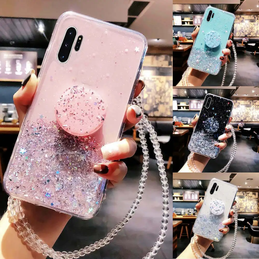 Блестящий чехол с подставкой для Samsung Galaxy S10 Plus S20 A50 A10 A20 A30 A40 A70 Note 10 9 8 S9 Plus|Бамперы|
