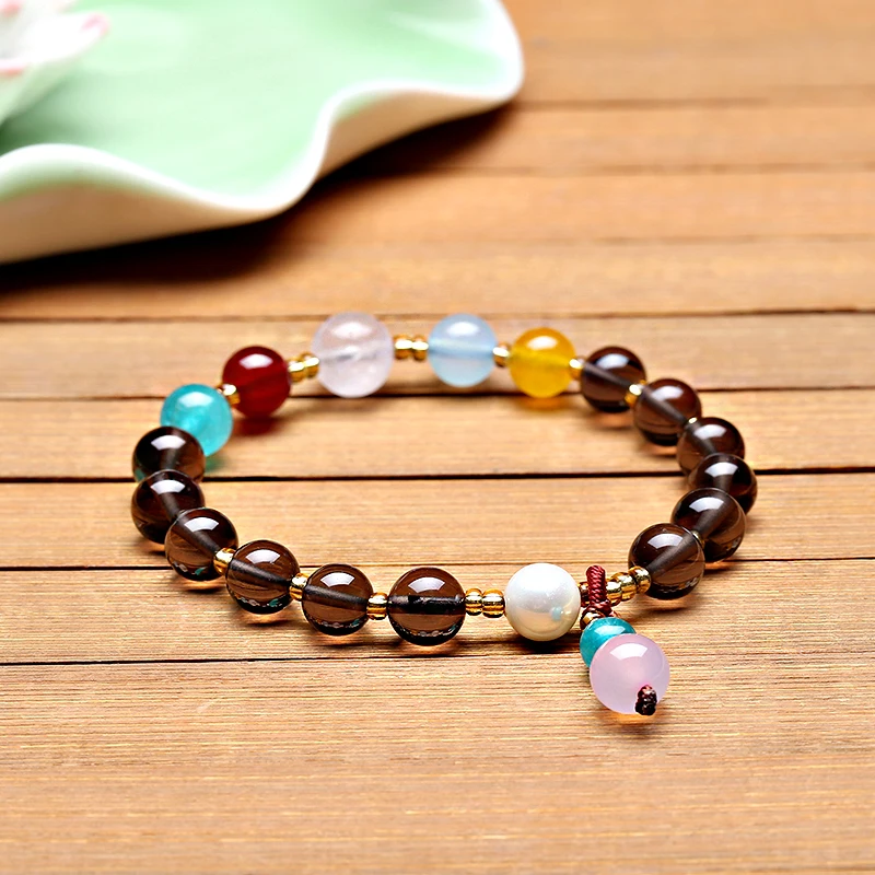 

jinzeyi Natural 7A grade tea crystal bracelet peace positive energy tea crystal single circle bracelets men and women jewelry