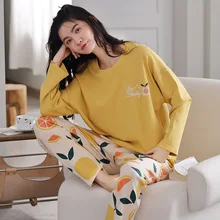 Noble and Sweet Style Cotton Pajamas for Women's Casual Loose Two-piece Home Wear Women's Pajamas Bedroom Set Plus Size Lingere