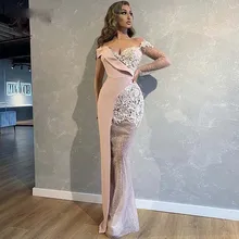 Уникальное сексуальное длинное вечернее платье Русалочки с открытыми плечами, с цветочным рисунком, украшенное бисером, кружевные вечерние платья длинное платье для выпускного