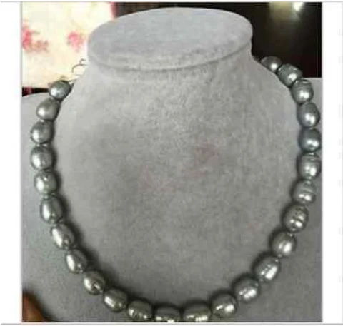Elegant10-11mm серебряное серое жемчужное ожерелье в стиле барокко с южным морем 18 дюймов