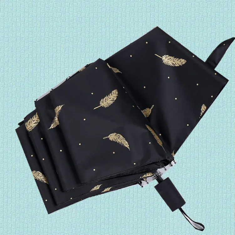 

Bronze Vinyl Parasol Customizable Logo Summer Sun-resistant Umbrella UV Three-fold Umbrella Folding Umbrella Cross Border