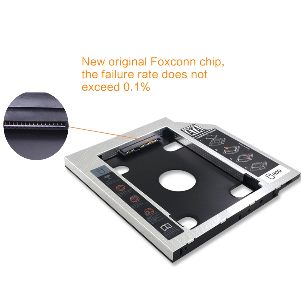 HDD Caddy Aluminum SATA 3.0 2.5" SSD CD DVD to HDD Enclosure