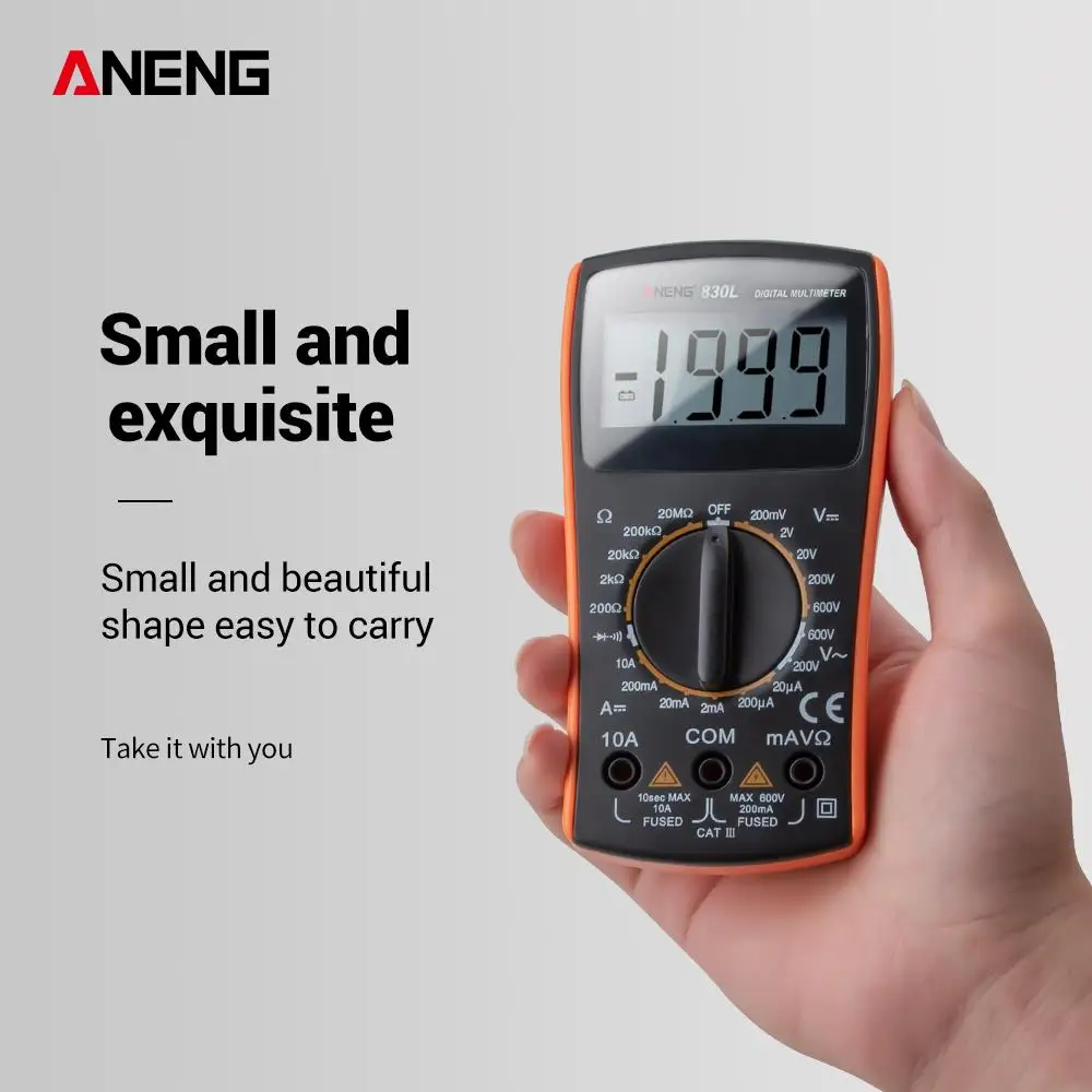 ANENG 830L тяжелых круглых цифровых мультиметров 2000 советников ручной диапазон напряжения сопротивление студентов использовать мини Multimetro цифр