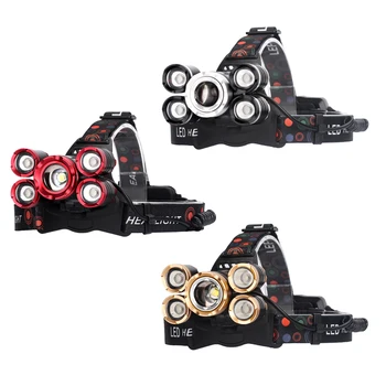 

LED headlamp salvage headlamp waterproof flashlight 18650 lithium battery charged outdoor portable multi-head zoom