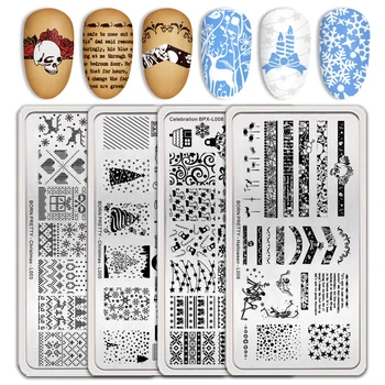 

Christmas Valentine's Day Halloween Theme Nail Stamping Plates Stamp Plate Template Nail Art Tree Snowflake Heart Image