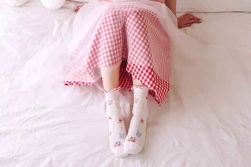 Alice Rabbit и Красная Шапочка для верховой езды яркие хлопковые носки для девочек милые тонкие носки с граффити для детей