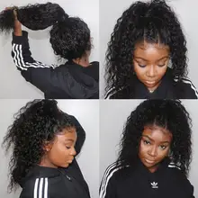 250 плотность парик шнурка 360 фронтальный парик шнурка бразильские кудрявые человеческие волосы парик предварительно выщипанные с волосами младенца для черных женщин Remy сплетни