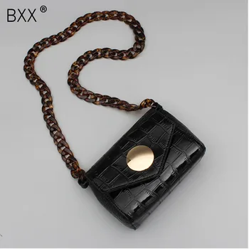 

[BXX] Women Shoulder Crossbody Waist Chest Bag All-match 2020 Fashion Crocodile Grain Chain Envelope Bag Female Mini Bags HF292