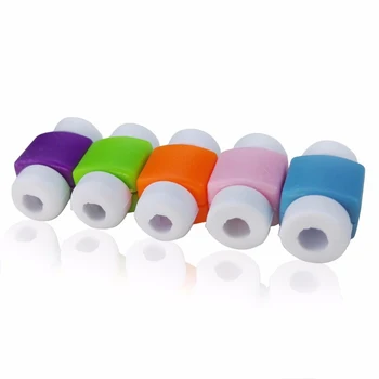 

10pcs/set Colorful Silicone USB Cable Protector Earphone Wire Cord Protection Cover For Apple Iphone Samsung Random Color