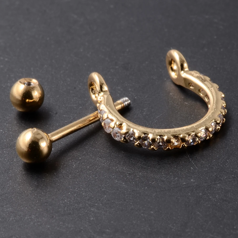 25PCS/Lot Ear Cartilage Ring Stainless Steel Barbell With Cz Hoop Tragus Cartilage Cuff piercing Helix Daith Rook Lobe Earrings