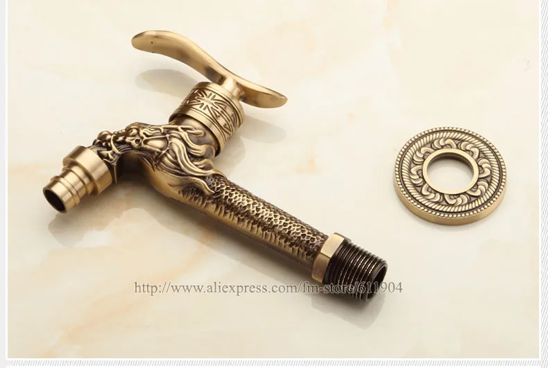 Antique Dragon Lever Handle Wall Mount Outdoor Garden Faucet Laundry Mop Sink Washing Machine Basin Faucets Hose Water Tap