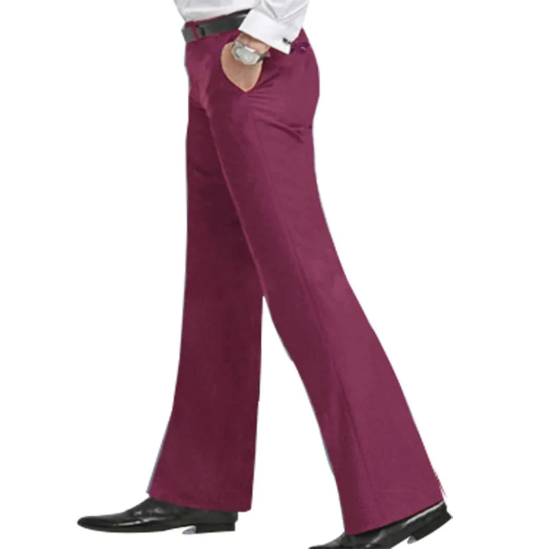 Retro Disco Pants Men Spring Flared Trousers Formal Bell Bottom