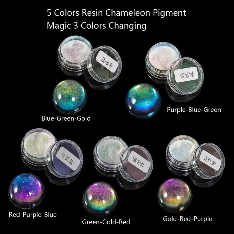 

5 Color Magic Resin Chameleons Pigment Mirror Rainbow Colorant Epoxy Resin Dye U4LE