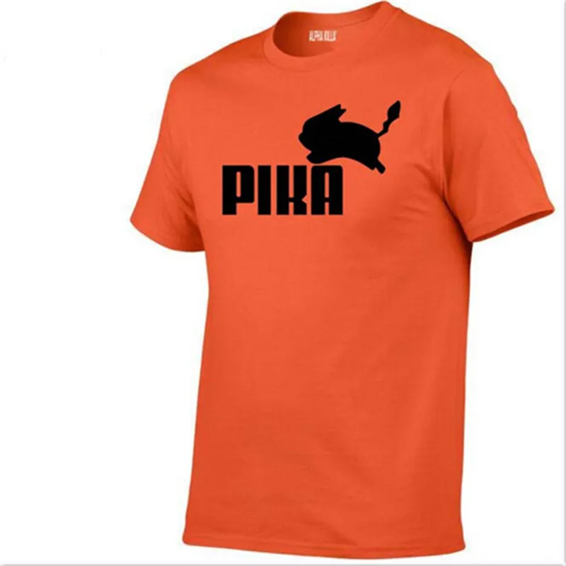 13 Orange Футболка модная красивая футболка с покемоном и Пикачу аниме Pika Для мужчин футболки «Пикачу» для мальчиков, из хлопка, с круглым вырезом, короткий рукав размера плюс для мальчиков, одежда - Цвет: 13 Orange