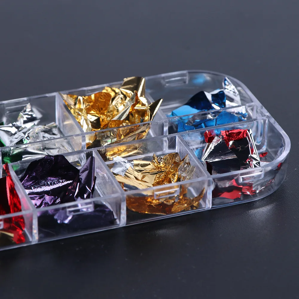 8Types of Platinum Shredded Tin Foil Nail Art Glitter Sequins Gold Silver Platinum Shredded Paper Foil Nail Art Deco Jewelry