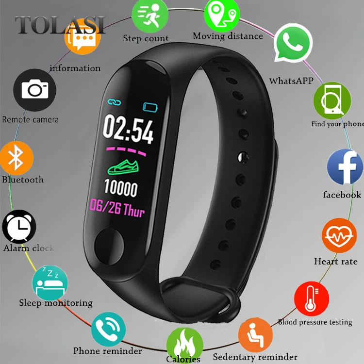 

M3 Smart Watch Send Charger Wristband IP67 Waterproof Fitness Tracker Smart Bracelet Big Touch Screen for Men Women Watches
