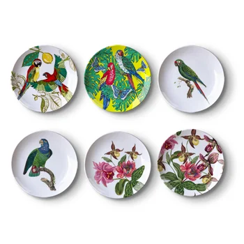 

4PCS Country Style Creative Pattern Hanging Plates Ceramic Ornaments Artistic Wall Decoration for Home Office Living Room (Rando