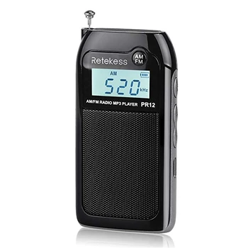

Retekess PR12 Walk Radio Portable AM FM Radio 2W Speaker LCD Digital Display Digital Tuning Radio Receiver MP3 Music Player