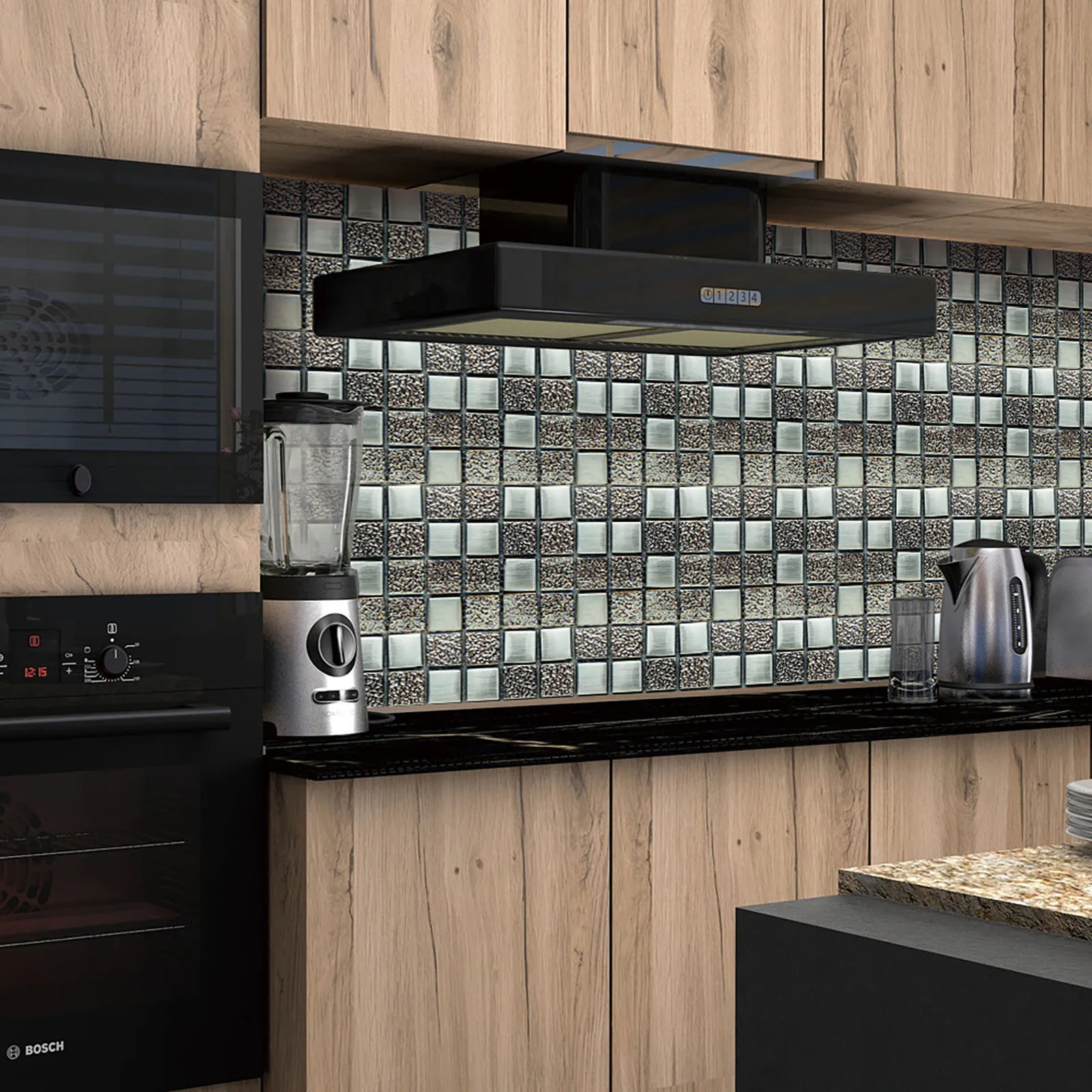 10pc 3d Mosaic Self Adhesive Tile Backsplash Wall Sticker Vinyl