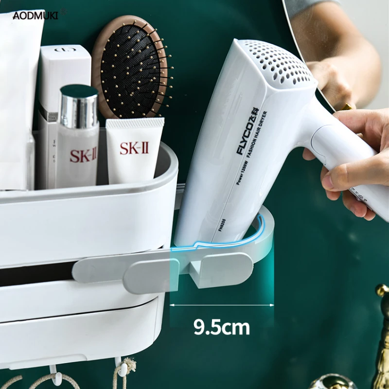  Wall Hair Dryer Holder shelf Multi-functional Bathroom makeup organizer storage rack shelves home s