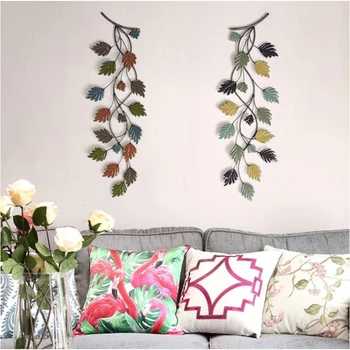 

Modern Wrought Iron Leaf Wall Sticker Decoration Restaurant Club Porch Wall Hanging Pendant Crafts Home Background Wall Murals