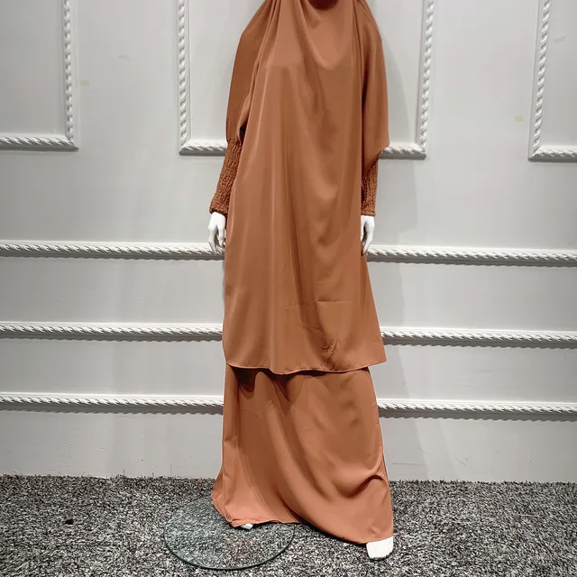 Ramadan Eid Prayer Garment Muslim Dress Hooded Abaya Jilbab Hijab Long Khimar Abayas for Women Dubai Islam Niqab Djellaba Burka Brown