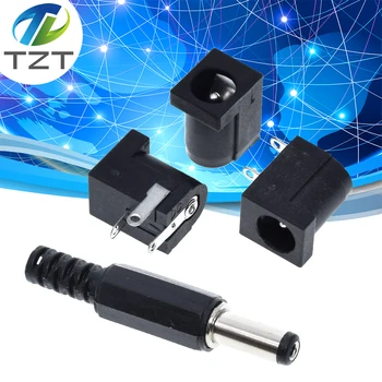 

TZT 10Pcs DC-005 Black DC Power Jack Socket Connector DC005 5.5*2.1mm 2.1 socket Round the needle