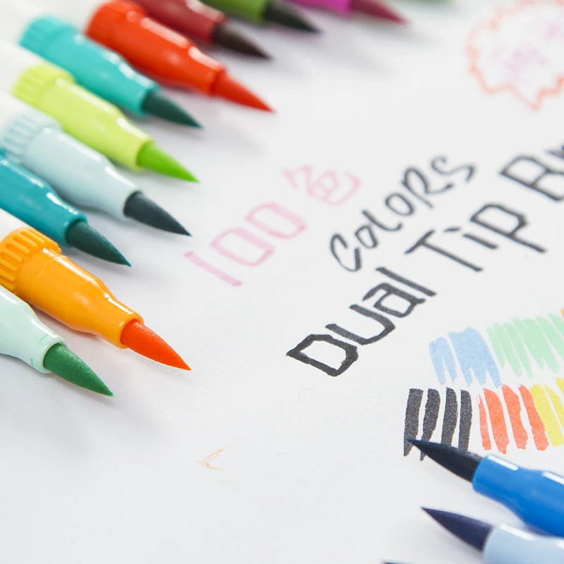 120-Colors-Art-Markers-Dual-Tips-Coloring-Brush-Pen-Fineliner-Color-Water-Marker-School-Art-Supplies