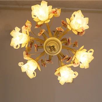 

Modern Home chandelier lamp dining room 6-arm E27 led candle Stained flowers Lustre glass Chandelier lighting