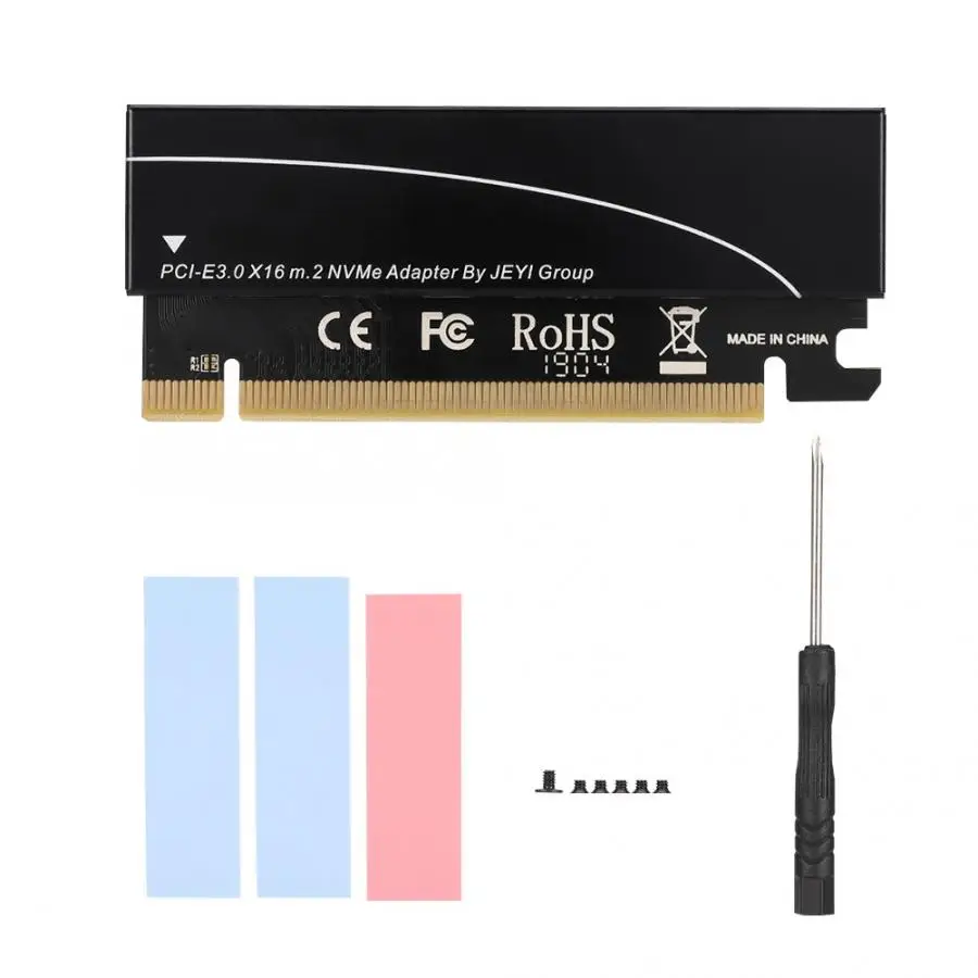 NVME M.2 к PCIE3.0 Удлинительный адаптер Riser Card с тепловым силикагелем охлаждающие пластины - Цвет: Черный
