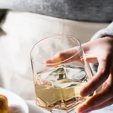 Шестигранная Алмазная стеклянная чашка для вина, Золотая оправа, стеклянная чашка для виски, стеклянная рюмка для коктейля, Офисная домашняя кружка для воды, чайная чашка