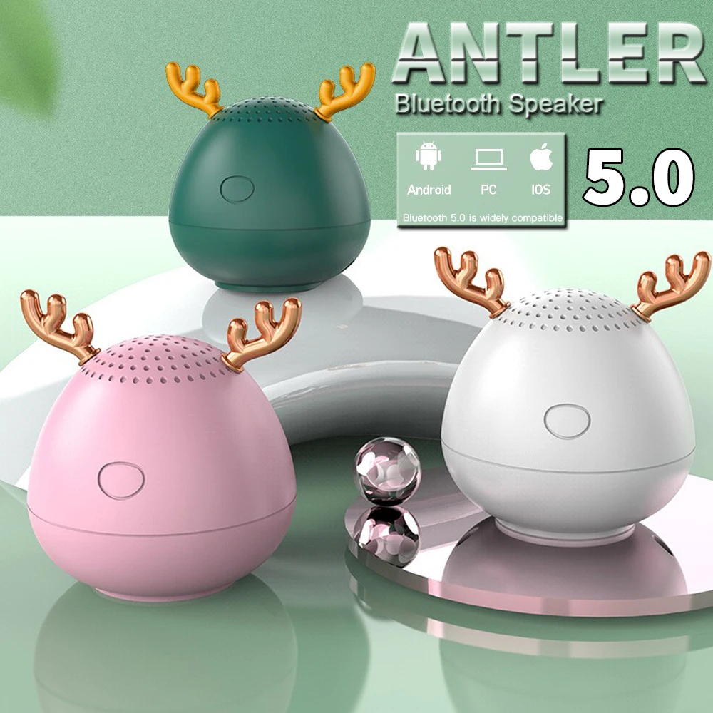 Christmas Cute Deerhorn Wireless Bluetooth Speaker Outdoor Portable Mini Subwoofer for Mobile Support OEM Gift Customizing | Электроника